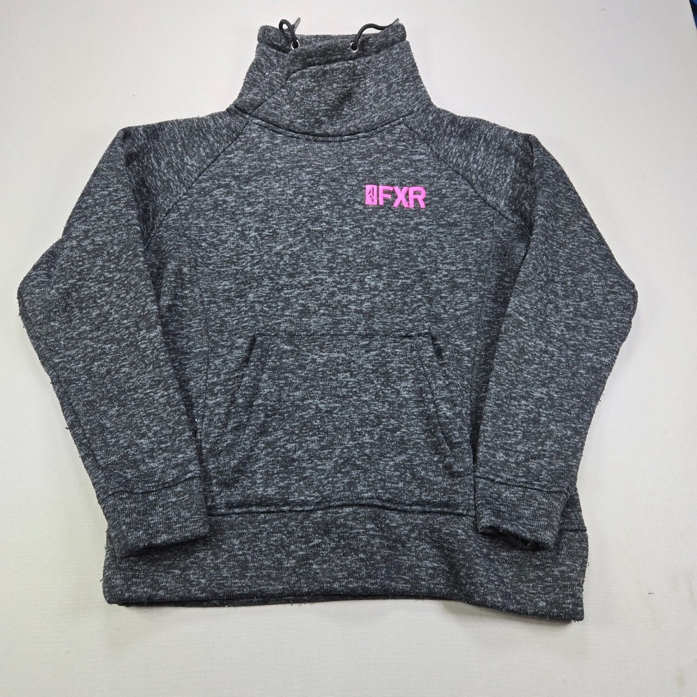 FXR Pullover Funnel Neck Logo Heathered Charcoal‎ Gray Pink Womens Large